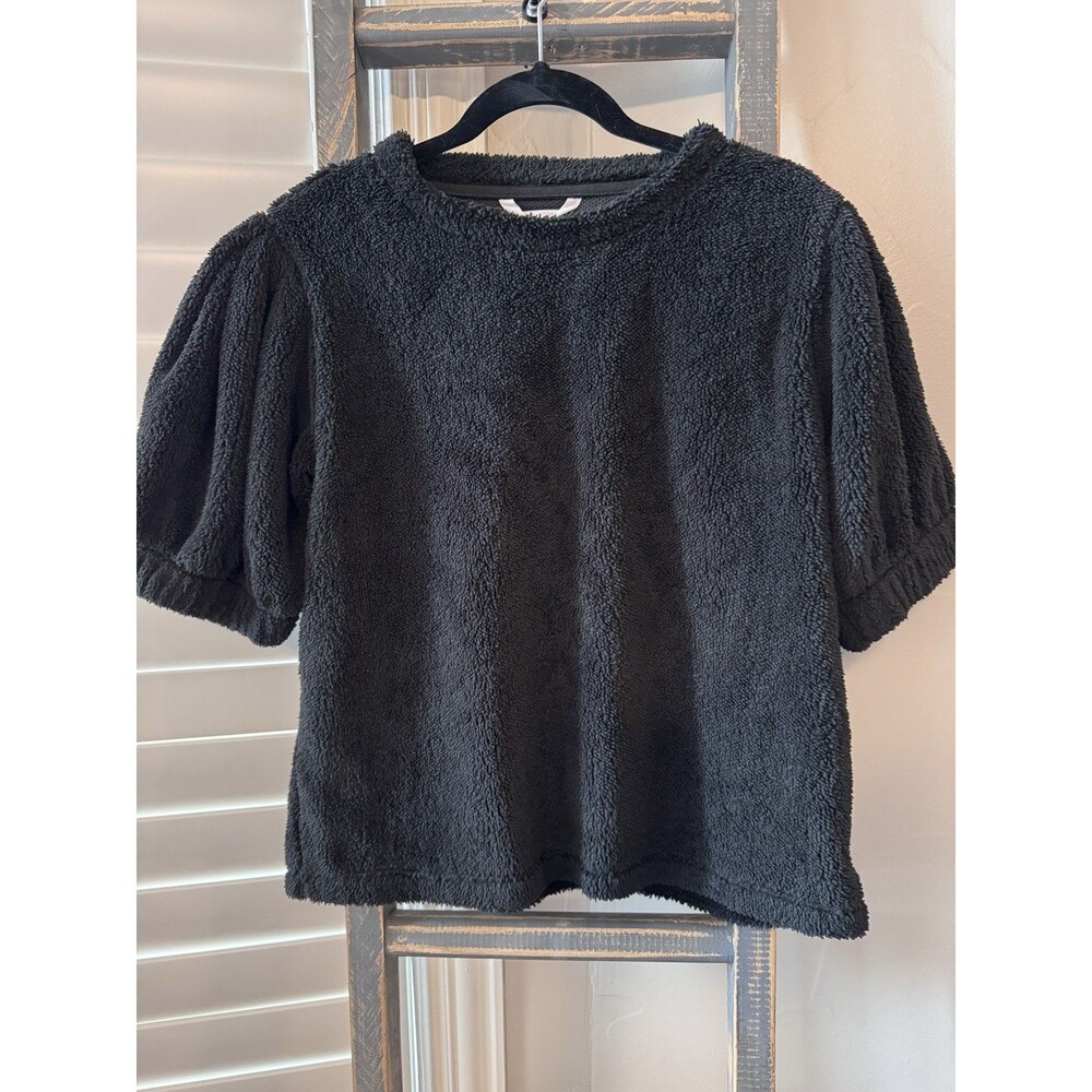 NEW Culture Code Women's Black Fleece Top XL Short Sleeve